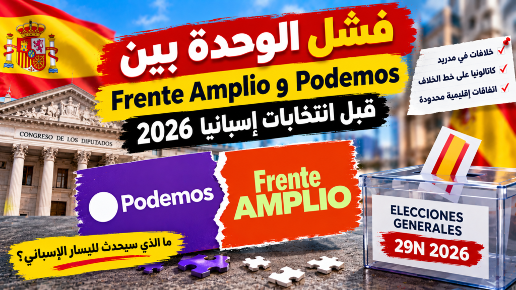 فشل اتفاق الوحدة بين Podemos وFrente Amplio قبل الانتخابات العامة في إسبانيا يوم 29 نوفمبر 2026